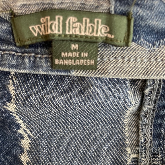 Wild Fable Patchwork Denim Dress Womens Size M Blue Strapless Mini Raw Hem - Picture 4 of 9